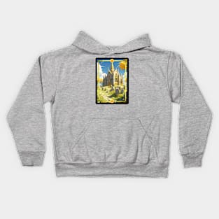 Sunlit Graveyard and Mausoleum Scene - CCG Borderless Full Art - 1st Edition Kids Hoodie